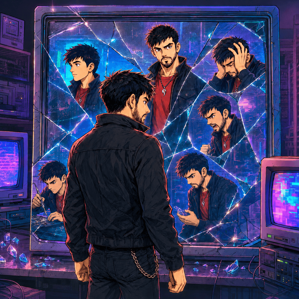 Cover art for No Estoy Roto, Estoy en Beta with Kiko facing a broken mirror.